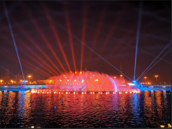 Temporada de Arabia Saudita en Riad, espectáculo de fuentes de agua con baile musical a gran escala Blouvard con luces RGB
