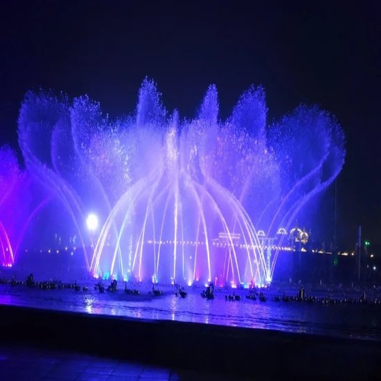 Fuente de agua colorida, paisaje de agua de onda mágica, fuente interactiva para interiores y exteriores, espectáculo de baile musical, fuente con espectáculo de fuego